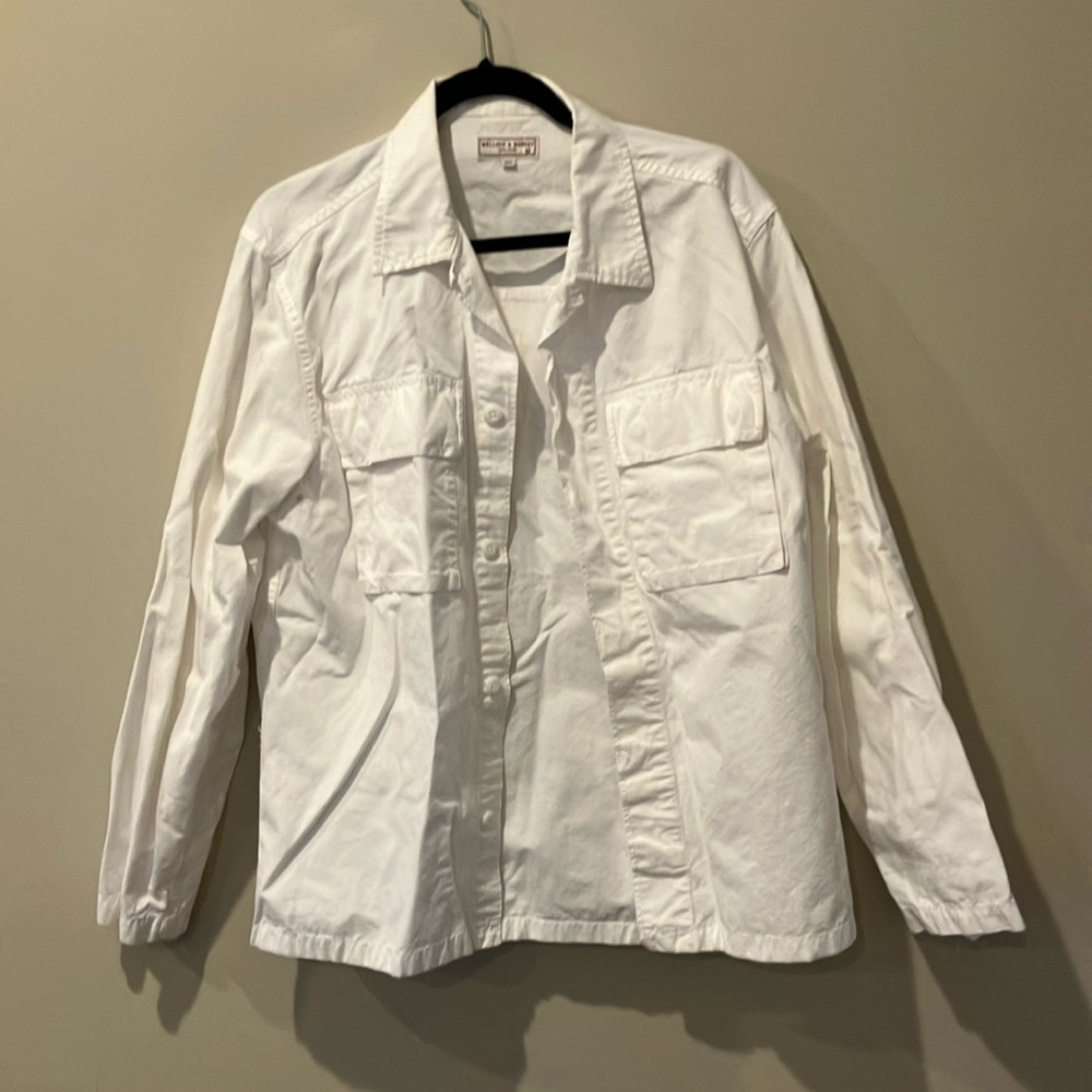 J. Crew White Casual Button Down Shirt Jacket Relaxed Fit